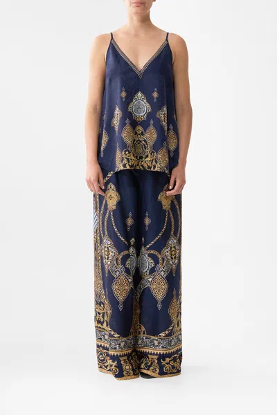 Camilla Wide Leg Waisted Pant The Imperial Gate In Blue
