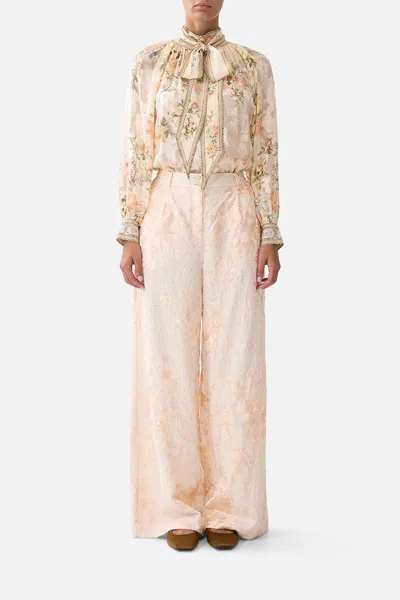 Camilla Wide Leg Waisted Pant Twilight In Istanbul In Pink