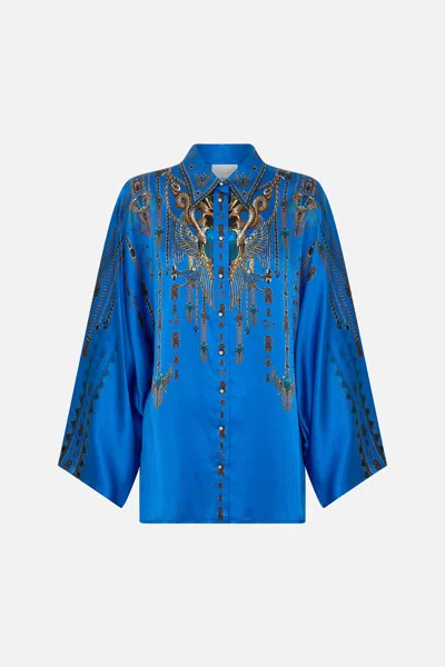 Camilla Wide Sleeve Blouse Archival Revival In Blue