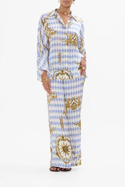 Camilla Wide Sleeve Blouse Throne Games In Blue