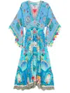 Camilla Embellished Printed Silk Midi Dress In Blue