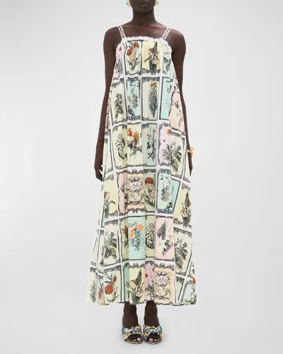 Camilla Wide Strap Sundress In Long Live Letterpress