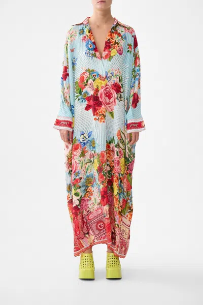 Camilla Wing Collar Kaftan Papers And Curious Capers In Blue