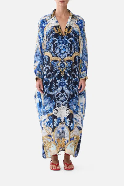 Camilla Wing Collar Kaftan Sweet Sacré Bleu In Blue