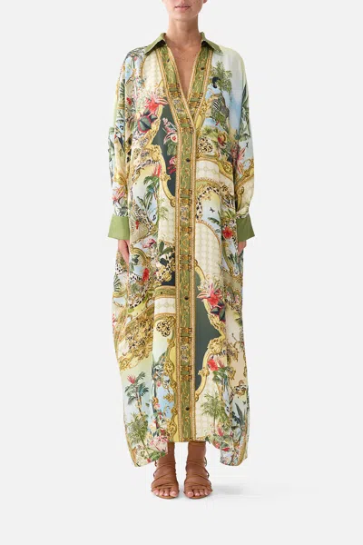 Camilla Wing Collar Kaftan Wanderlust Empire In Green