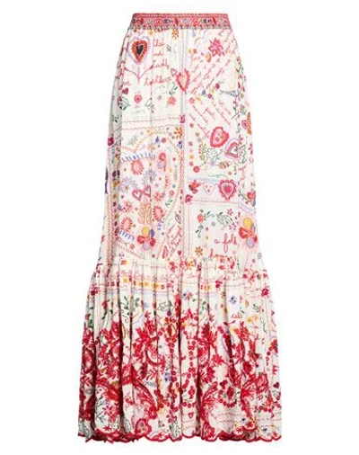 Camilla Woman Maxi Skirt White Size Xs Linen In Multi