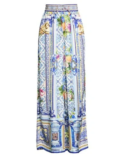 Camilla Woman Pants Bright Blue Size S Silk