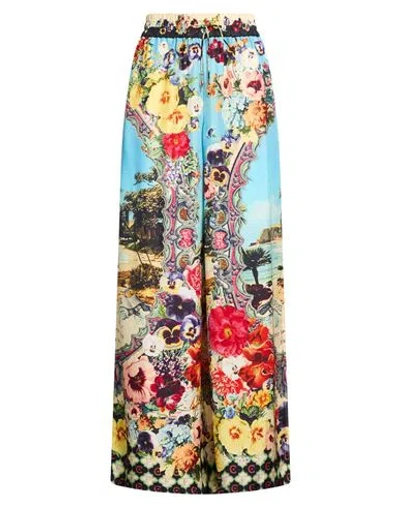 Camilla Woman Pants Sky Blue Size Xs Silk In Brown
