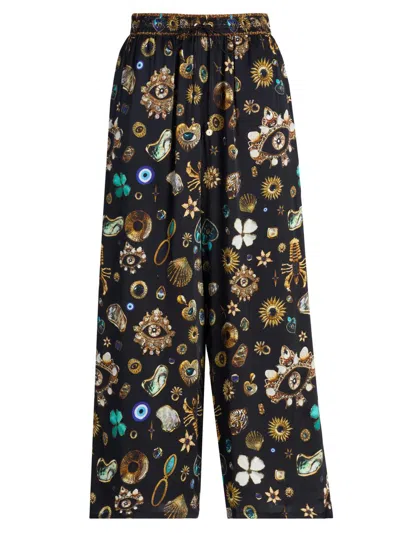 Camilla Women's Amulets & Alchemy Silk Straight-leg Pants