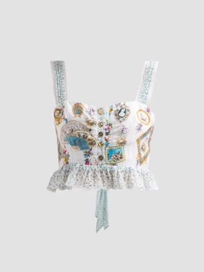 Camilla Women's Art For The Artisans Frill Crop Top In White