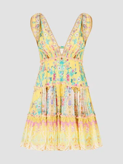 Camilla Women's Barcelona Bebe Tiered Shulder Tie Minidress In Yellow