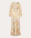 Camilla Waisted Dress With Hem Ruffle Rose Garden Revolution In Neutrals