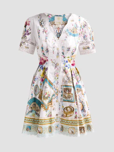 Camilla Women's  X The Met Art For The Artisans Linen Mini Dress In White