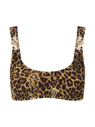 Camilla Women's Feline Folklore Crinkle Stretch Crop Bikini Top In Multi