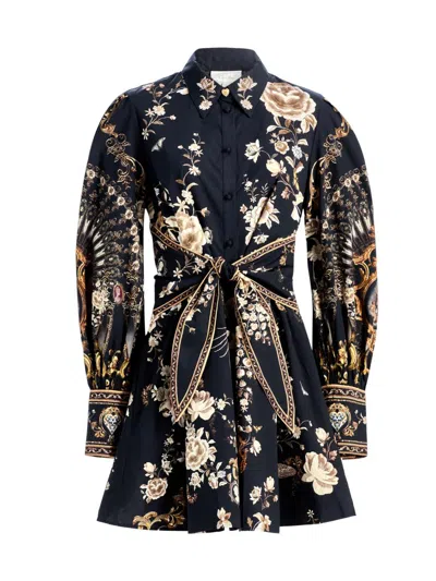 Camilla Flamenco Folklore Cotton Shirtdress In Black