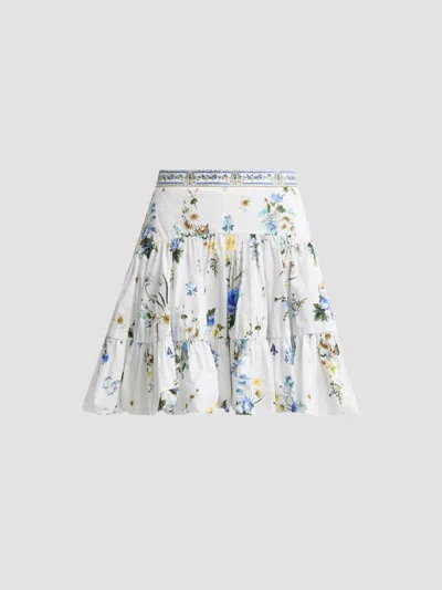Camilla Women's Floral Cotton Bubble Mini Skirt In White