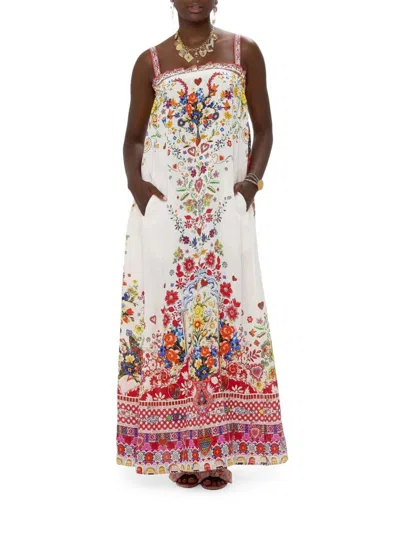 Camilla Women's Floral Linen Maxi Dress In Multi