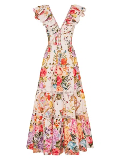 Camilla Women's Floral Tiered Fit & Flare Dress In Pink