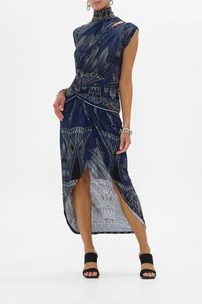 Camilla Women's Gathered Column Jersey Dress In Egypt Effect In Blue