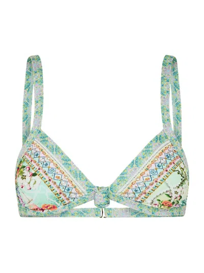 Camilla Women's Just Coasting Knot-front Swim Top In Green