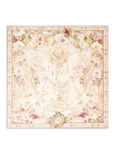 Camilla Women's Large Embellished Silk Square Scarf In White