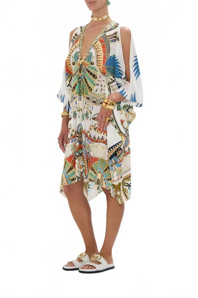 Camilla Women's Mini Kaftan Dress In Valley Queen In Multi