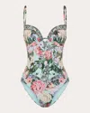 Camilla Petal Promise Land Continuous Wire Molded One-piece Swimsuit In Blue