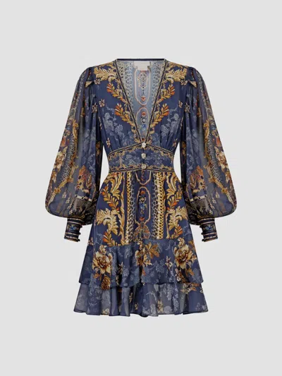 Camilla Women's Notes From The Blue Room Baroque-print Silk Mini Dress In Navy