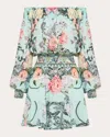 Camilla Petal Promise Land Off-shoulder Mini Dress In Blue