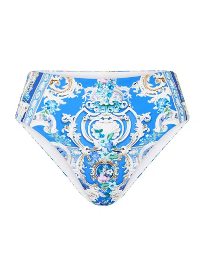 Camilla Women's Ottoman-print Mid-rise Bikini Bottom In Blue