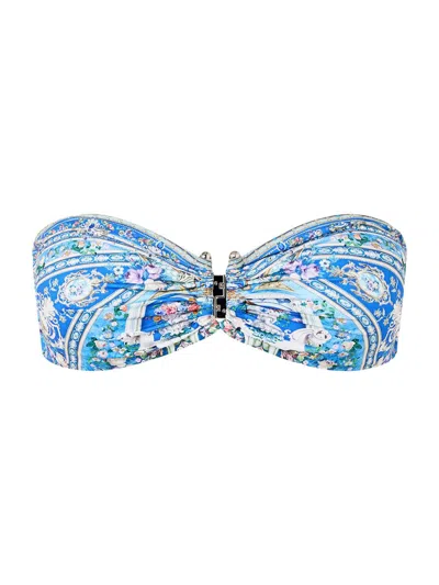 Camilla Women's Ottoman-print Strapless Bikini Top In Blue