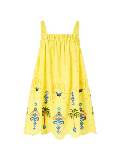 Camilla Women's Printed Eyelet Linen Sundress In Blue