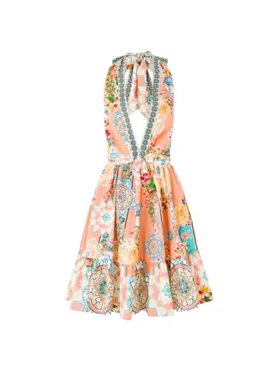 Camilla Women's Printed Ruffled Halterneck Minidress