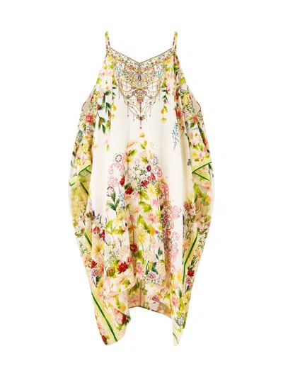 Camilla Women's Printed Silk Cold-shoulder Caftan In Multi