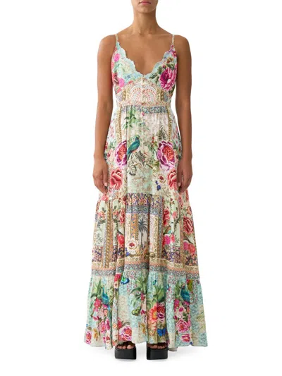 Camilla Women's Printed Tiered Linen A-line Maxi Dress In Multi
