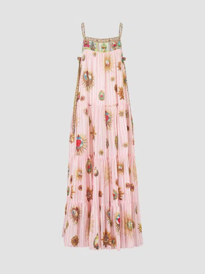 Camilla Women's Striped Cotton A-line Maxi Dress In Pink