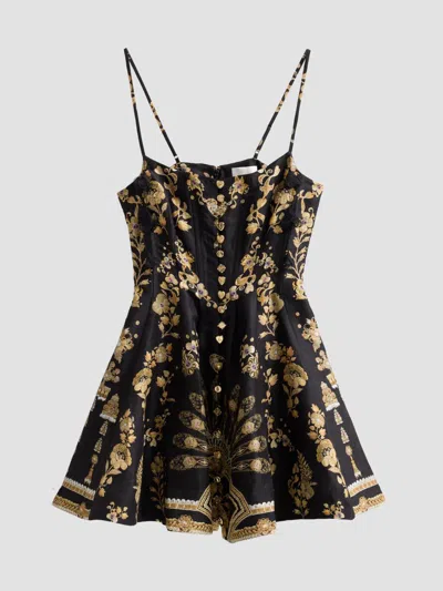 Camilla Taurus Rising-print Crystal-embellished Corset Mini Dress In Black