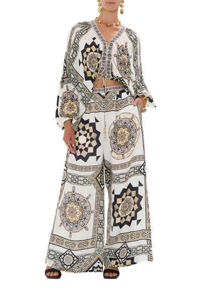 Camilla Women's Tuck Front Pant Tile Style Cover Up In Multi Black/white