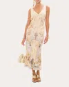Camilla V-neck Jacquard Slip Midi Dress In Adorned In Antiquity In Neutral