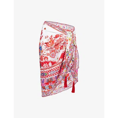 Camilla Womens Faith, Luck & Justice Short Tassel Cotton-silk Sarong