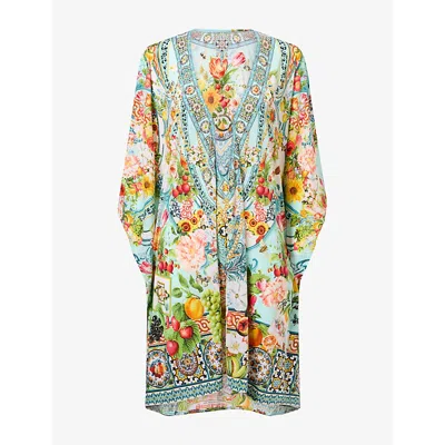Camilla Womens Floral Ring-embellished Stretch-jersey Kaftan Magic Of The Mercado