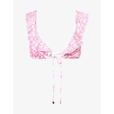 Camilla Womens Floral Ruffled Bikini Top Livin La Vida Rosa