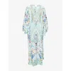 Camilla Womens Sunrise In Sintra V-neck Silk Kaftan In Blue