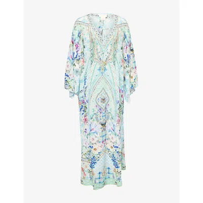 Camilla Womens Sunrise In Sintra V-neck Silk Kaftan