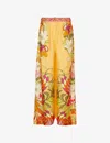 Camilla The Flower Child Society Wide-leg Silk Trousers In The Flower Child Society