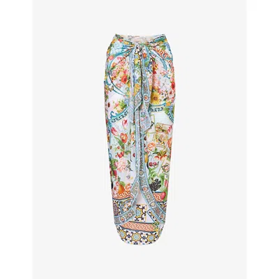 Camilla Womens The Magic Of The Mercado Layered Stretch-jersey Sarong L/xl