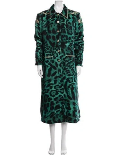 Pre-owned Camilla Wool Animal Print Coat W/ Tags In Green