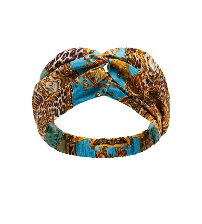 Camilla Woven Silk Headband With Twist Front In Multi