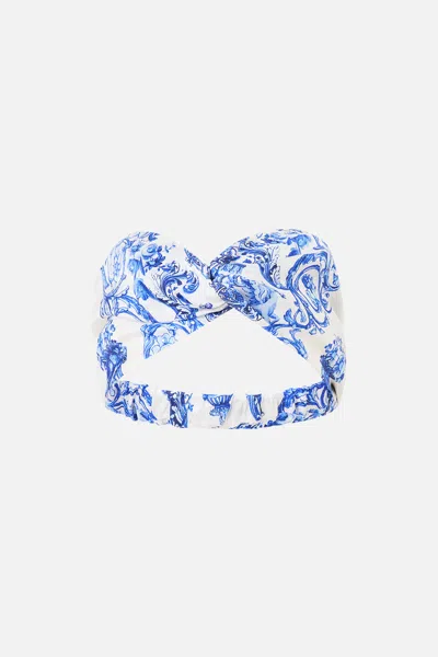 Camilla Woven Twist Headband Ceramic Panoramic In Blue