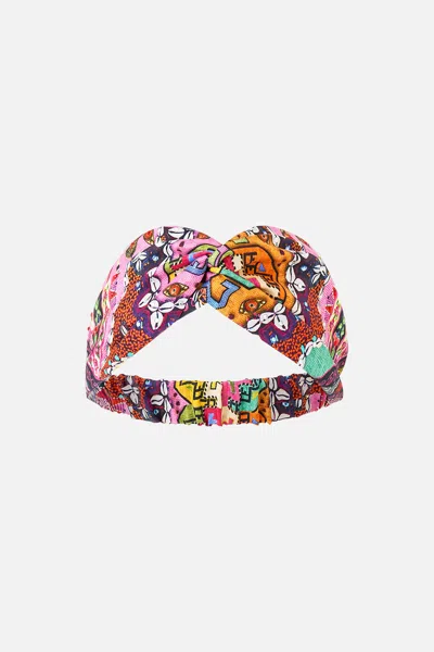 Camilla Woven Twist Headband Patchwork Panorama In Pink